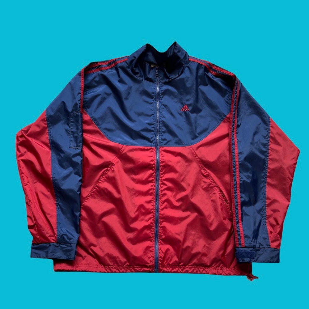 Vintage Y2K Adidas Windbreaker Navy/Red Color Block Men Size XL